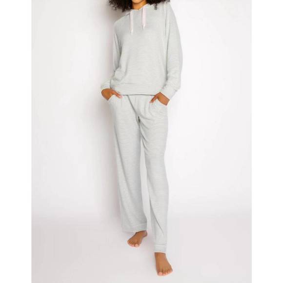 NEW PJ SALVAGE live life gratefully pant in light grey - Picture 2 of 4